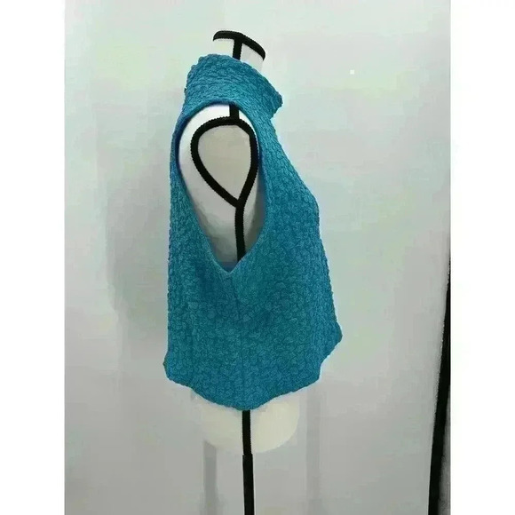 Anthropologie Turquoise Blue Tassel Popcorn High Neck Crop Tank Top - Women's XL - Picture 6 of 12